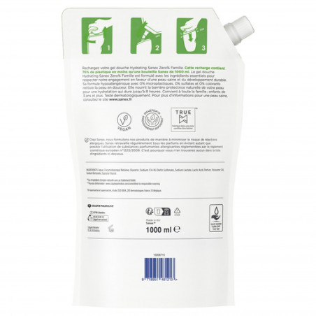 Eco recharge Gel douche Sanex Essentiel Famille 1L