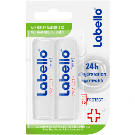 Labello Stick soin des lèvres hydratant Huiles naturelles Protect + Duo 2x5,5ml