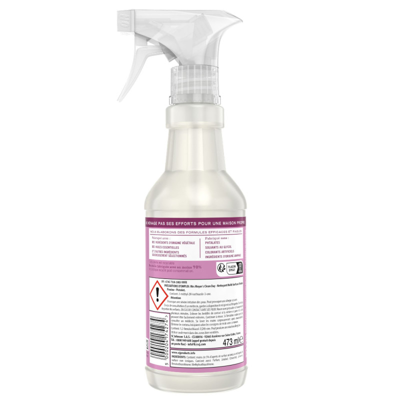 MRS MEYER'S - PACK DE 3 CLEAN DAY PISTOLET MULTI SURFACES PARFUM PIVOINE 473ML