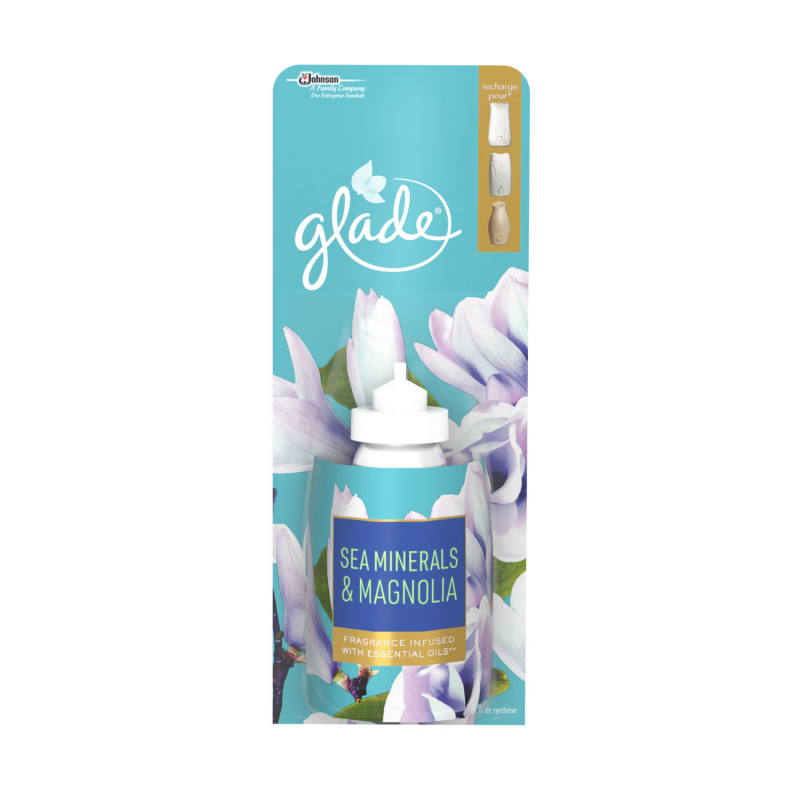 GLADE - PACK DE 4 ELEGANCE SENSE & SPRAY RECHARGE SEA MINERALS & MAGNOLIA  18 ML