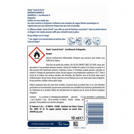 GLADE - PACK DE 6 ELEGANCE TOUCH & FRESH DIFFUSEUR SEA MINERALS & MAGNOLIA 1DIFF+1RECH 10 ML