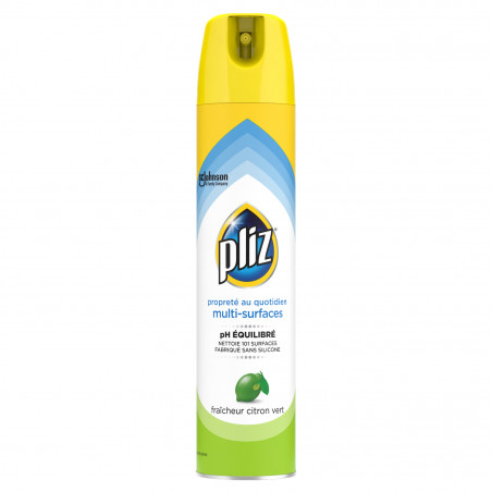 Pliz® AEROSOL  BRILANCE & SOIN NETTOYANT MULTI SURFACES FRAICHEUR CITRON VERT