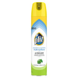 Pliz® - PACK DE 12 AEROSOL  BRILANCE & SOIN NETTOYANT MULTI SURFACES FRAICHEUR CITRON VERT