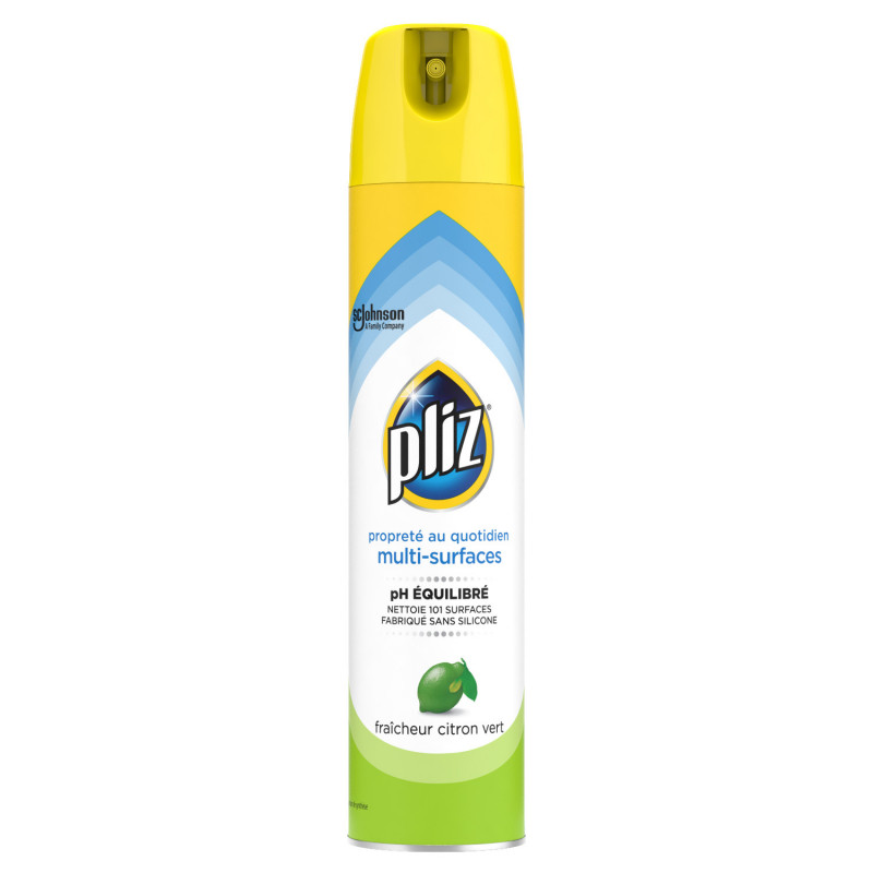 Pliz® - PACK DE 12 AEROSOL  BRILANCE & SOIN NETTOYANT MULTI SURFACES FRAICHEUR CITRON VERT