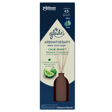 GLADE® - PACK DE 6 AROMATHÉRAPIE - BÂTONNETS - CALM MIND BERGAMOTE & CITRONNELLE GLADE® - PACK DE 6 AROMATHÉRAPIE - BÂTONNETS - CALM MIND BERGAMOTE & CITRONNELLE