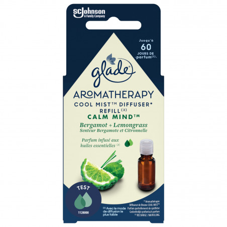 GLADE® AROMATHÉRAPIE - RECHARGE HUILES ESSENTIELLES - CALM MIND BERGAMOTE & CITRONNELLE