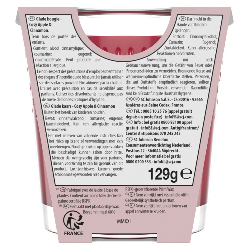 Glade® Bougie Design Cosy Apple & Cinnamon