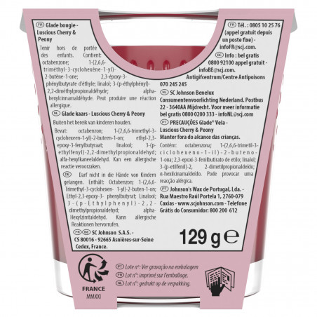 Glade® - PACK DE 3 Bougie Design Luscious Cherry & Peony