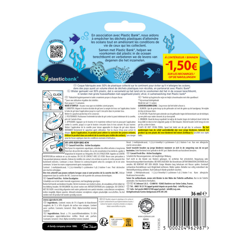 CANARD - PACK DE 10 FRESH DISC BLISTER BOITIER 6 DISQUES ACTIVE EUCALYPTUS