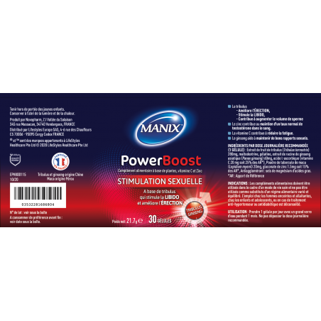 Lot de 2 - Manix Powerboost 30 Gélules Lot de 2 - Manix Powerboost 30 Gélules