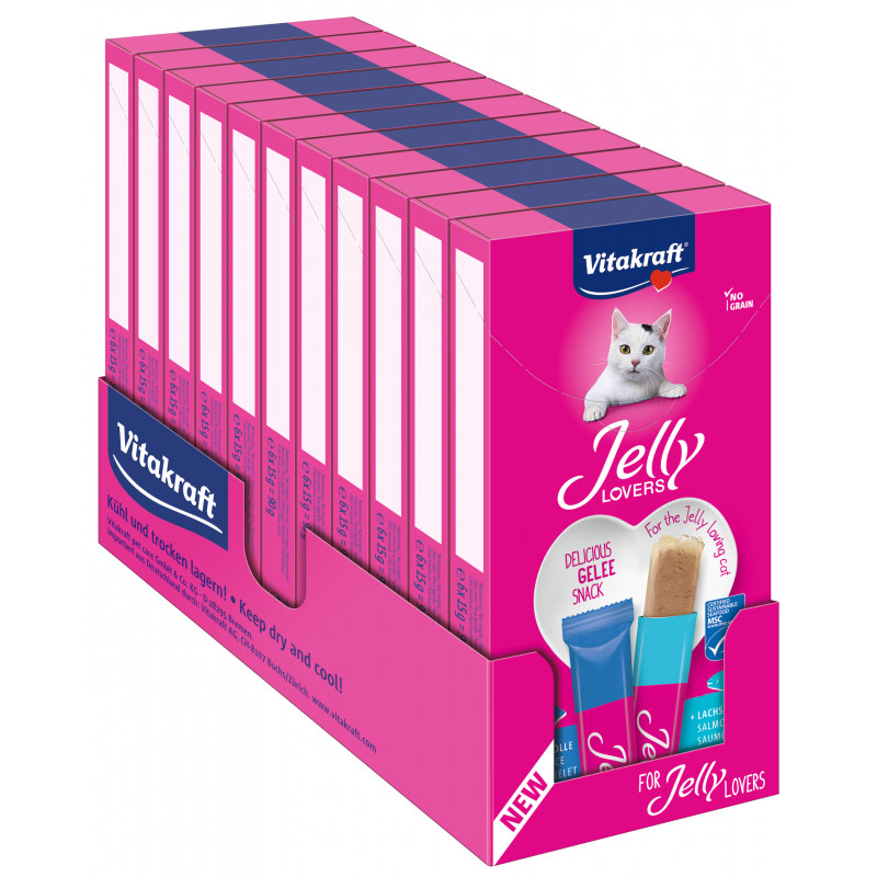 Vitakraft Jelly Lovers Snack pour Chat en Gelée au Poisson - Lot de 11 boîtes de 6 sachets de 15g