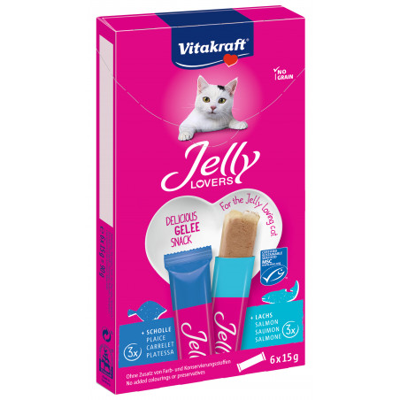 Vitakraft Jelly Lovers Snack pour Chat en Gelée au Poisson - Lot de 11 boîtes de 6 sachets de 15g
