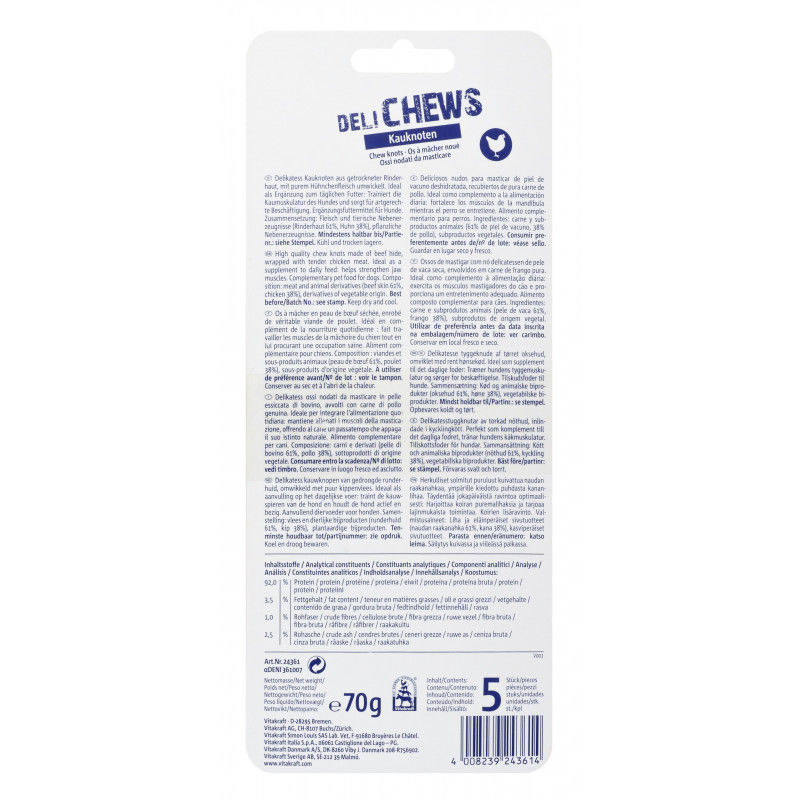 Vitakraft - Pack de 4 - Os à mâcher noués et Poulet pour petit Chien