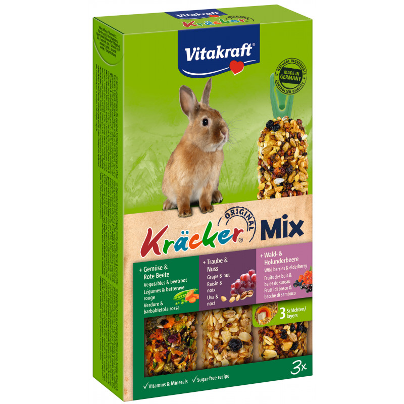 Vitakraft Kräcker Trio-Mix - Boîte de 3 friandises pour Lapins