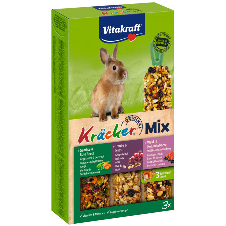 Vitakraft Kräcker Trio-Mix - Boîte de 3 friandises pour Lapins