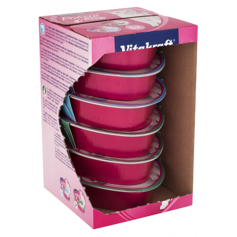 Vitakraft Poésie Multipack Création - Assortiment de barquettes fraîcheur pour Chat Saumon et Gibier