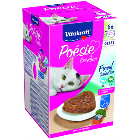 Vitakraft Poésie Multipack Création - Assortiment de barquettes fraîcheur pour Chat Saumon et Gibier
