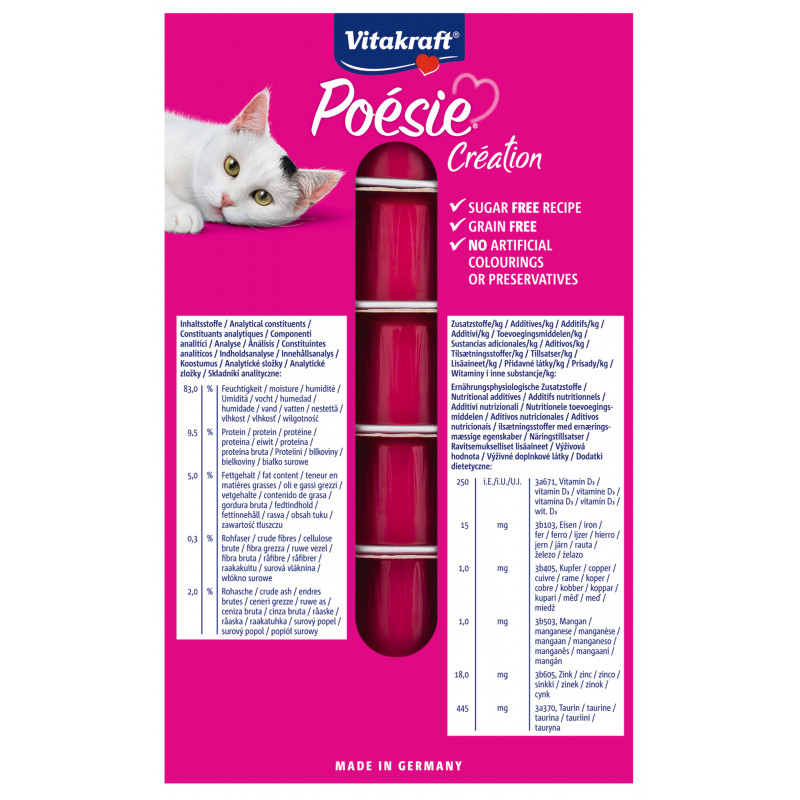 Vitakraft Poésie Multipack Création - Assortiment de barquettes fraîcheur pour Chat Saumon et Gibier