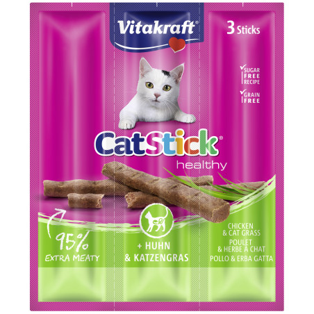 Vitakraft Cat Stick mini - Friandise pour Chat au Poulet + Herbe à Chat