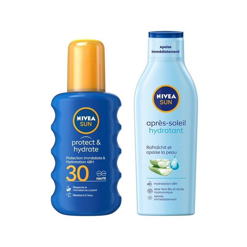 ROUTINE SUN Hydratante : Spray Protect&Hydrate FPS 30 200ml + Lait Après-Soleil Hydratant 200ml
