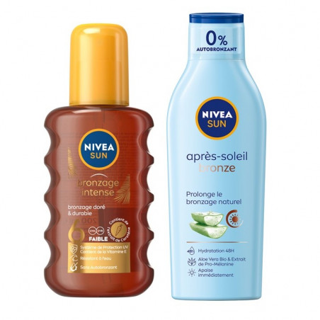 ROUTINE SUN Bronze Intense : Spray Huile FPS6 200ml + Lait Après-Soleil Prolongateur de Bronzage 200ml