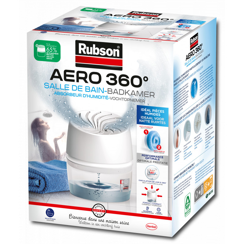 Absorbeur d'Humidité spécial Salle de Bain  (inclus 1 recharge) et 6 recharges en tabs neutres pour l'absorbeur d'humidité.