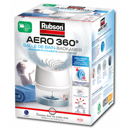 Absorbeur d'Humidité spécial Salle de Bain  (inclus 1 recharge) et 6 recharges en tabs neutres pour l'absorbeur d'humidité.
