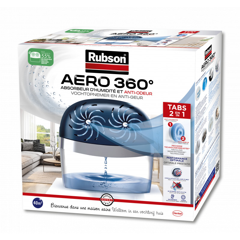 Absorbeur d'humidité pour pièces de 40 m² (+ 2 recharges neutres)  et 4 recharges en tabs neutres pour absorbeur d'humidité.