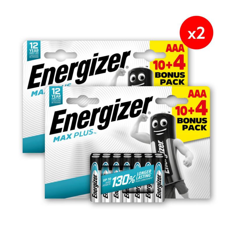 Energizer Max Plus Alcaline AAA/LR03, pack de 10+4 Piles