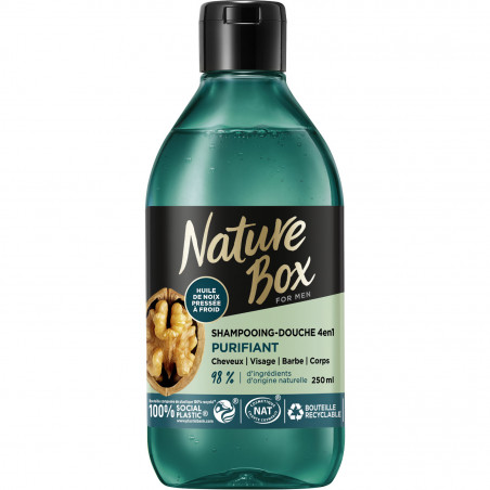 Pack de 3 - Nature Box  - Shampooing-Douche 4En1 Noix - Purifiant - 250 Ml