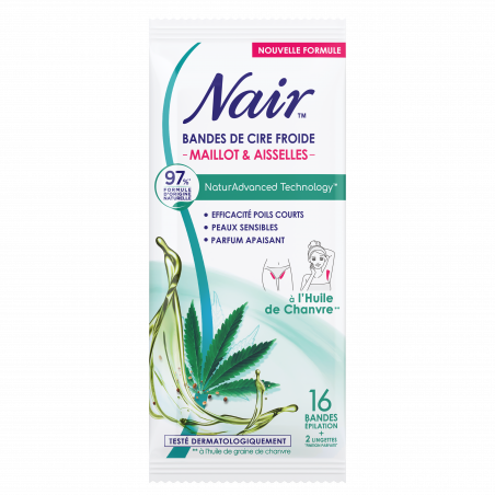 Nair - Bandes de cire froide Maillot & Aisselles à l'huile de chanvre  -