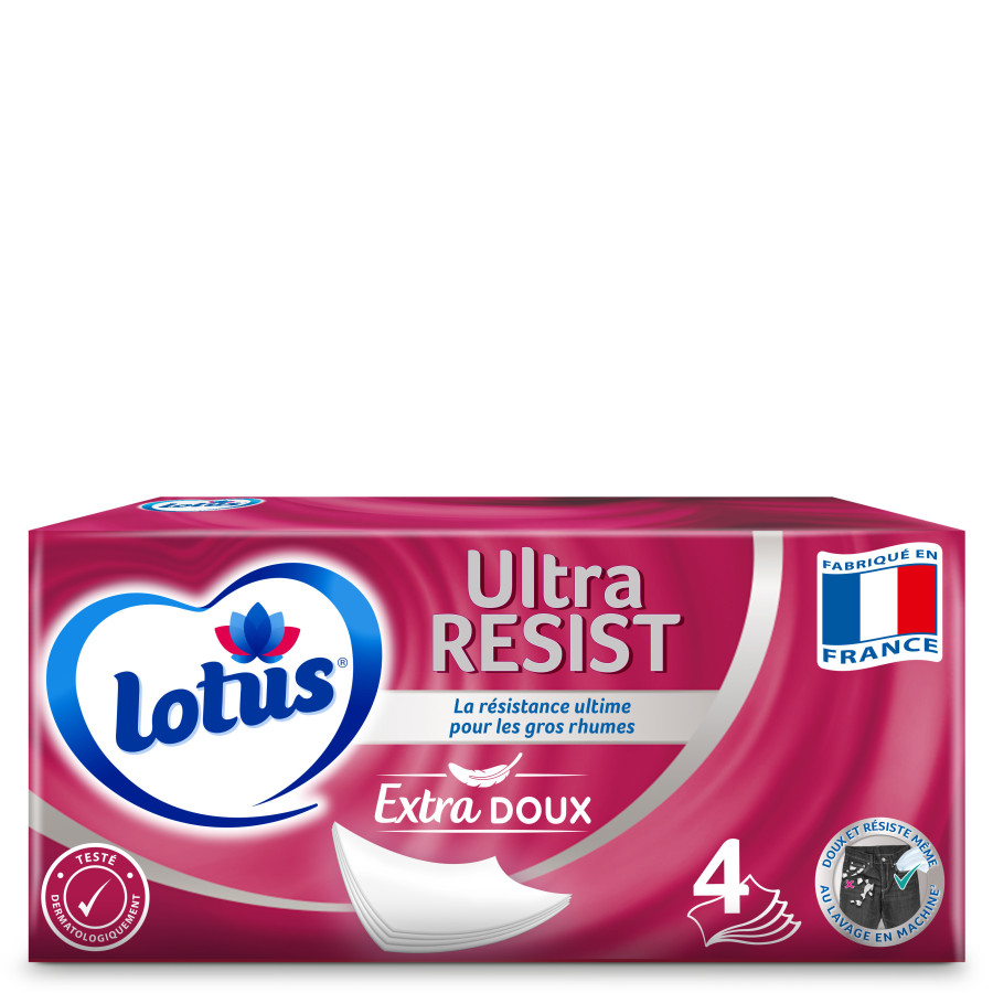 Mouchoirs Lotus Ultra - Lot De 6 Boîtes X 72 Mouchoirs - 4 épaisseurs - Extra Résistants - Fabriqué En France