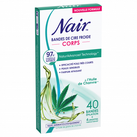 Pack de 2 - Nair - Bandes de cire froide Corps à l'huile de chanvre  -