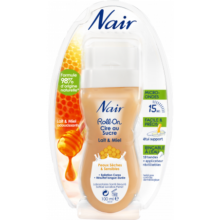 Pack de 2 - Nair - Roll-On cire au sucre "lait & miel"