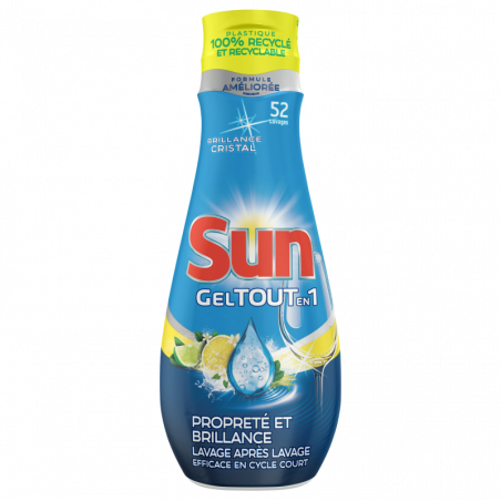 SUN  Tout en 1 Gel Lave Vaisselle Citron 52 Lavages