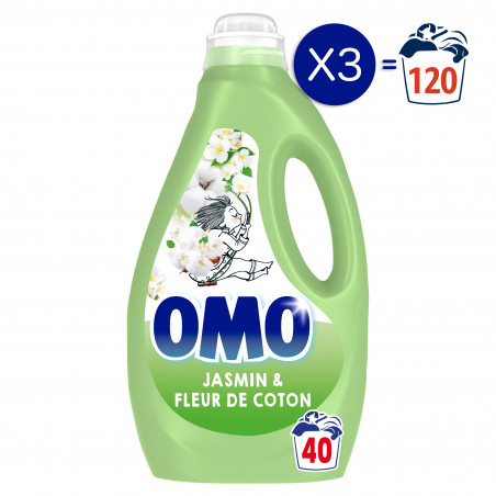 OMO Lessive Liquide Jasmin & Fleur de Coton 2L x40 Lavages