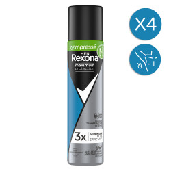 4x100ml Déodorants Anti-Transpirants Sprays Homme Rexona Men Clear Scent...