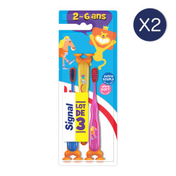 2x3 Brosses à Dents Signal Enfants 2 à 6 ans Extra Souple (Lot de 6)