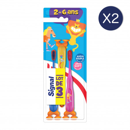 2x3 Brosses à Dents Signal Enfants 2 à 6 ans Extra Souple (Lot de 6)