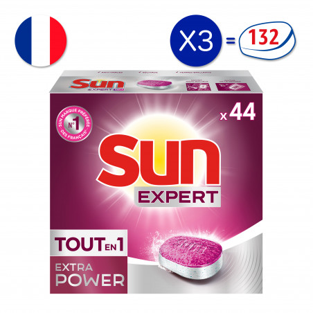 3x44 Tablettes Lave-Vaisselle Sun Tout en 1 Expert Extra Power (132 lavages)