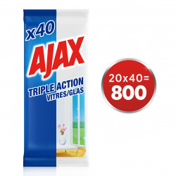 Pack de 20 - Lingettes Vitres Ajax Triple Action - X40