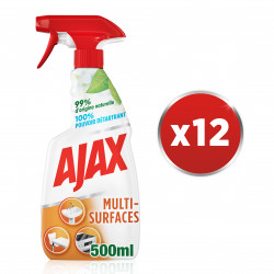 Pack de 12 - Ajax - Nettoyant Ménager Multi Surfaces Multi-Usages Spray - 500ml