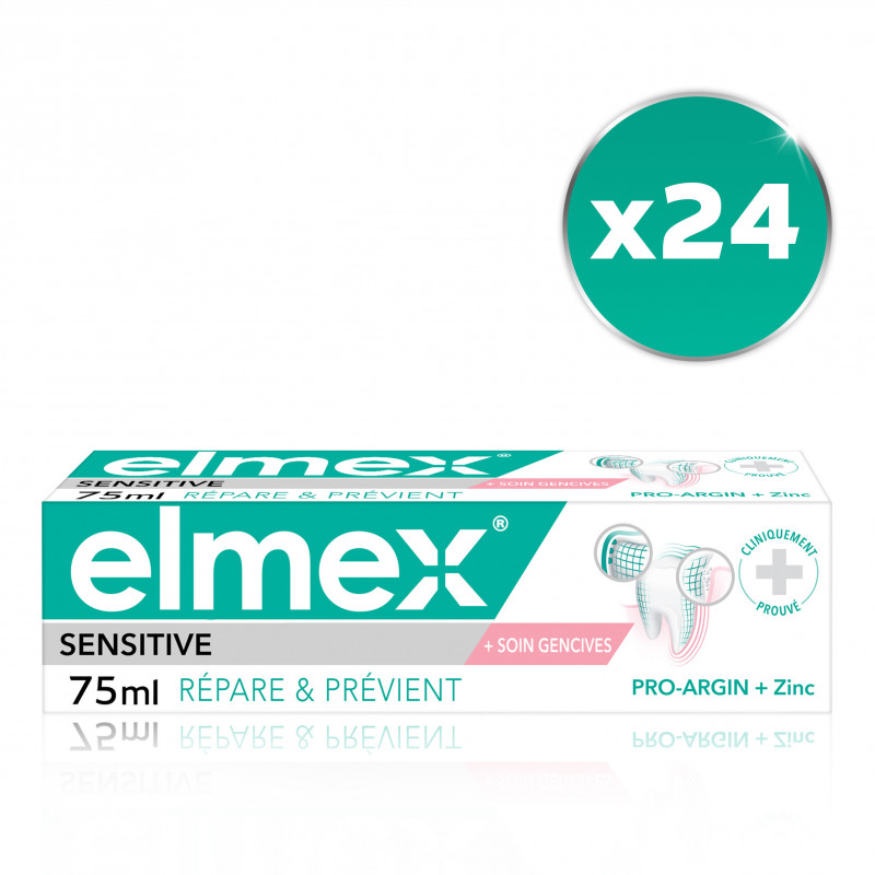 Pack de 24 Dentifrices elmex® Sensitive Dents Sensibles Répare & Prévient - 75 ml