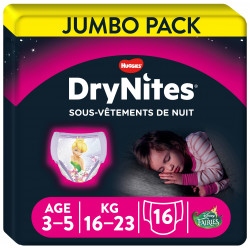Pack de 4 - DryNites Couche de Nuit pour Fille 3-5 Ans 16-23 kg x 16 Couches
