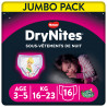 Pack de 4 - DryNites Couche de Nuit pour Fille 3-5 Ans 16-23 kg x 16 Couches