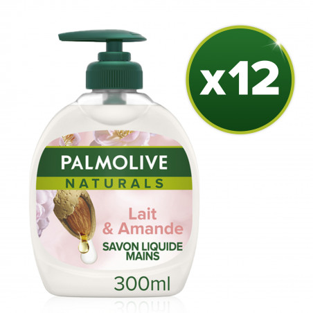 Pack de 12 - Savon liquide Mains Palmolive Soin délicat Amande & lait pompe - 300ml