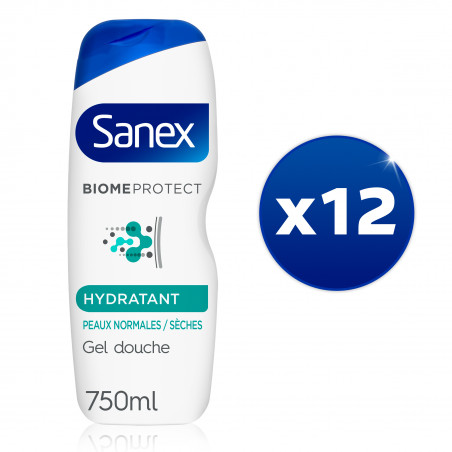 Pack de 12 - Sanex - Gel douche BiomeProtect Dermo Hydratant - 750ml
