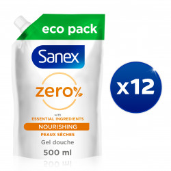 Pack de 12 - Sanex Eco recharges gel douche Essentiel Peau Sèche 500ml