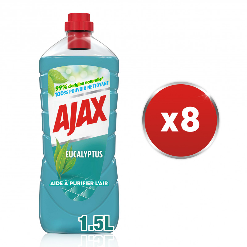 Pack de 8 - AJAX nettoyants ménagers Ajax d'origine Végérale Trad Eucalyptus 1,25l
