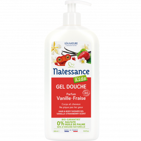 Natessance - Gel douche corps et cheveux Kids Vanille-Fraise